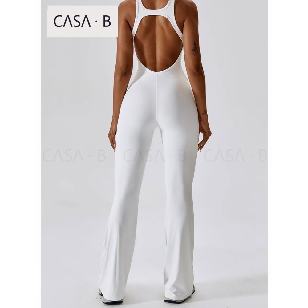 NEW to CASA B💫🤍| ARIA Essential Open Cut out Back Active White Jumpsuit - Picture 8 of 9